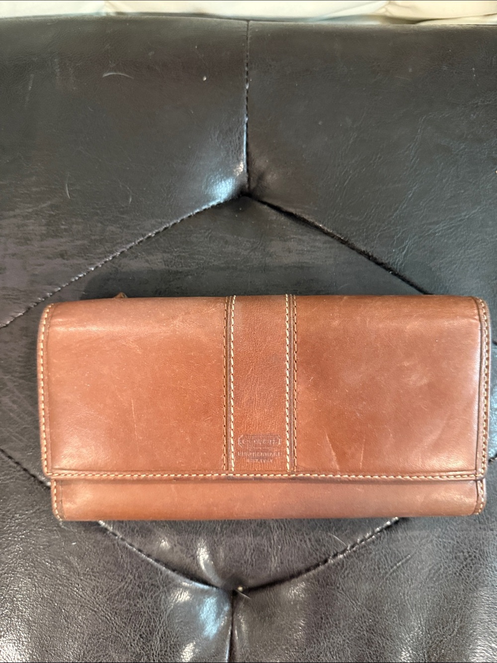 Coach Brown Leather Trifold Wallet